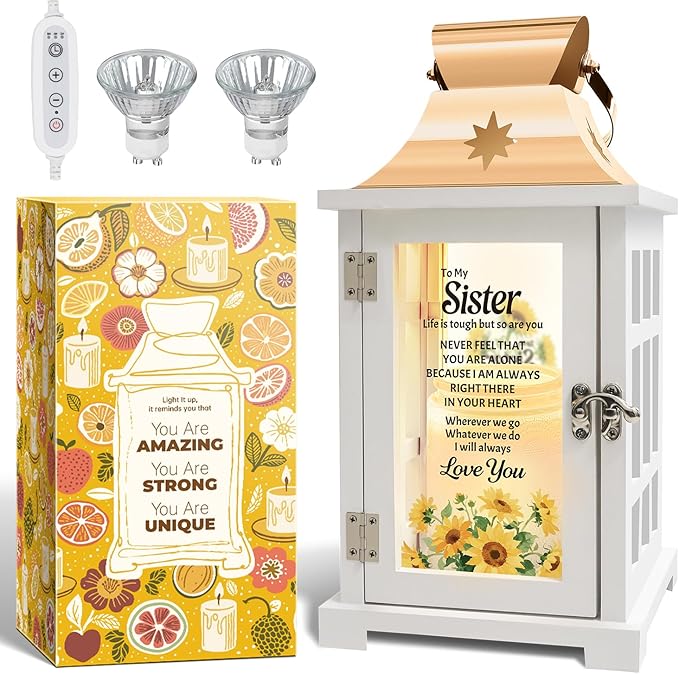 Sister Gifts from Sister, Candle Warmer Lamp Lantern with Timer, Christmas Birthday Gifts for Sisters from Sisters - Thanksgiving Gifts