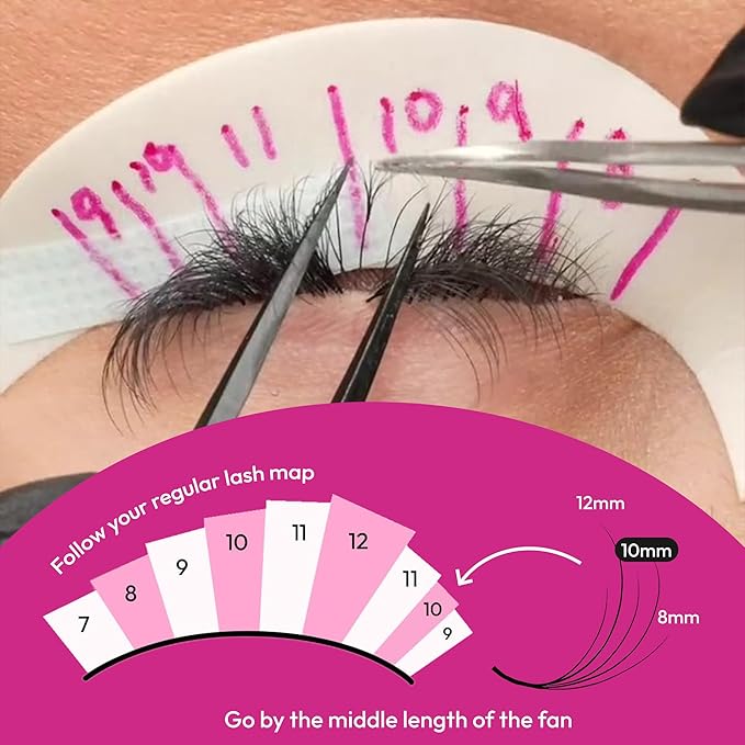Eyesy Lash 500 Camellia Promade Fans - 8D 0.05 Size 12-14-16mm Curl C - Natural Premade Lash Fans for Eyelash Extensions 3 Lengths in 1 Loose Pre Made Eyelash Create Depth, Texture, Layer, Volume