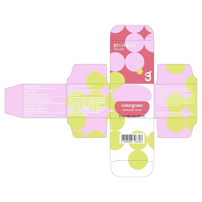COLORGRAM TINTIN DORY LIP JAM 07 FIG JAM | Pudding Pot Lip Blush | Tinted Lip Jam, Hydrating & Plumping Lip Balm with Lightweight, Non-Sticky Formula | Clear Radiance & Semi-Transparent Color