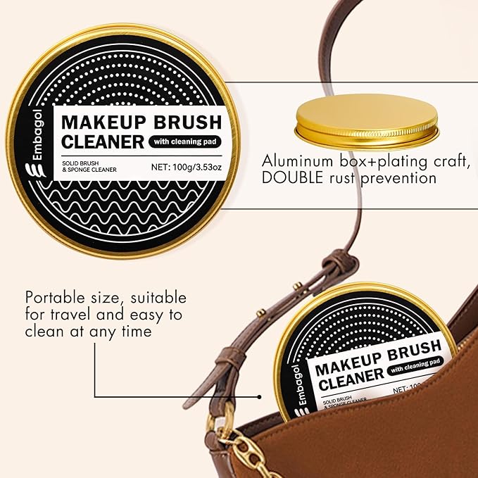 Embagol Makeup Brush Cleaner Solid Brush & Sponge Soap With Silicone Cleaning Pad, Vegan, Deep Cleaning, No Residue(100g/3.53oz)