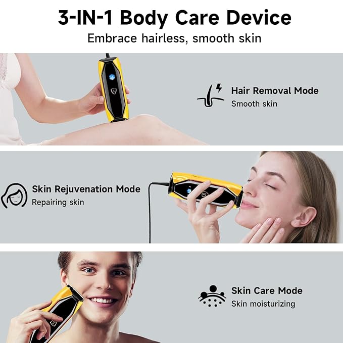 JOVS Laser Hair Removal, 37°F Painless Hair Removal Device with Sapphire Ice-Cooling, 3 in 1 Hair Removal & Skin Rejuvenation for Women and Men, 8 Modes Skin Care for Whole Body, Touch Screen