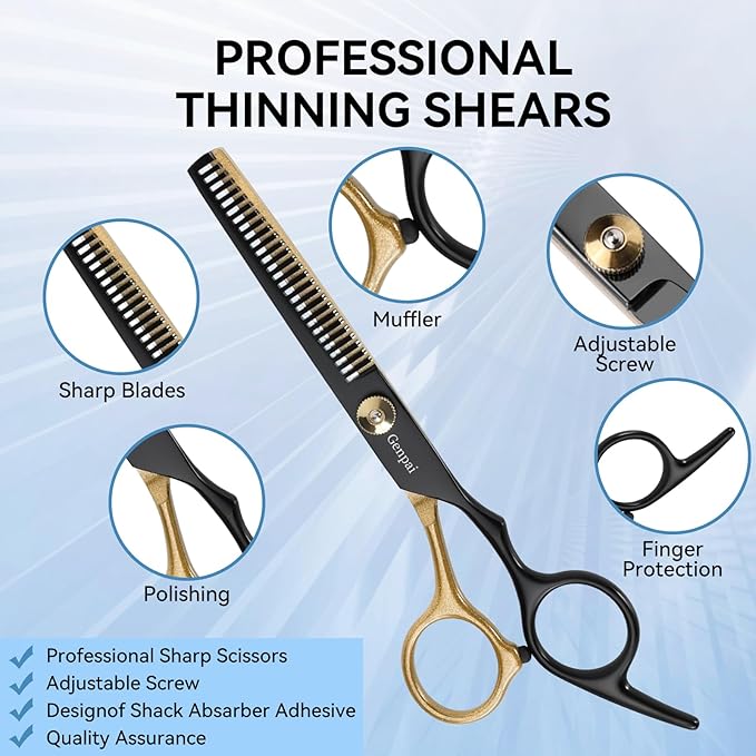 Professional Hair Cutting Scissors Kit – Stainless Steel Hair Shears, Barber Scissors, Thinning Shears & Razor – Hair Cutting Kit for Men/Women/Kids – Barber Supplies & Accessories