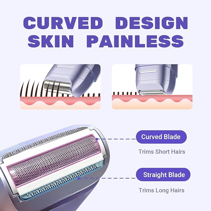 Electric Razors for Women, Waterproof Wet Dry Mini Electric Shaver for Women - Cordless Ladies Electric Shaver for Hair Removal, Legs, Face, Body, Bikini,Sensitive Skin, Teens, Ladies (Lilac)