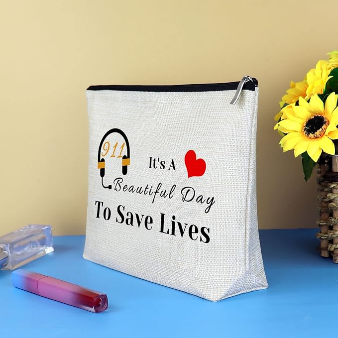 911 Operator Gift Makeup Bag Dispatcher Appreciation Gifts EMT Emergency Dispatcher Gifts Cosmetic Bag Pouch 911 Operator Thank You Gift Dispatcher Retirement Gift Birthday Christmas Thanksgiving Gift