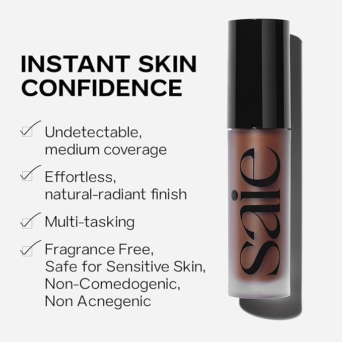 Saie Slip Tint Radiant Cream Concealer & All-Over Face Makeup - Concealer for Dark Circles, Redness & Blemishes - Lightweight Makeup Made with Hydrating Hyaluronic Acid - Shade 16 (0.17 oz)