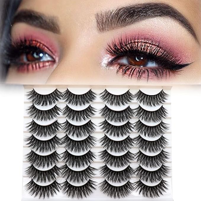 Losha Eyelashes Natural Look Faux Mink Lashes Pack Handmade Fluffy False Eyelashes 14 Pairs Eye Lashes (F48)