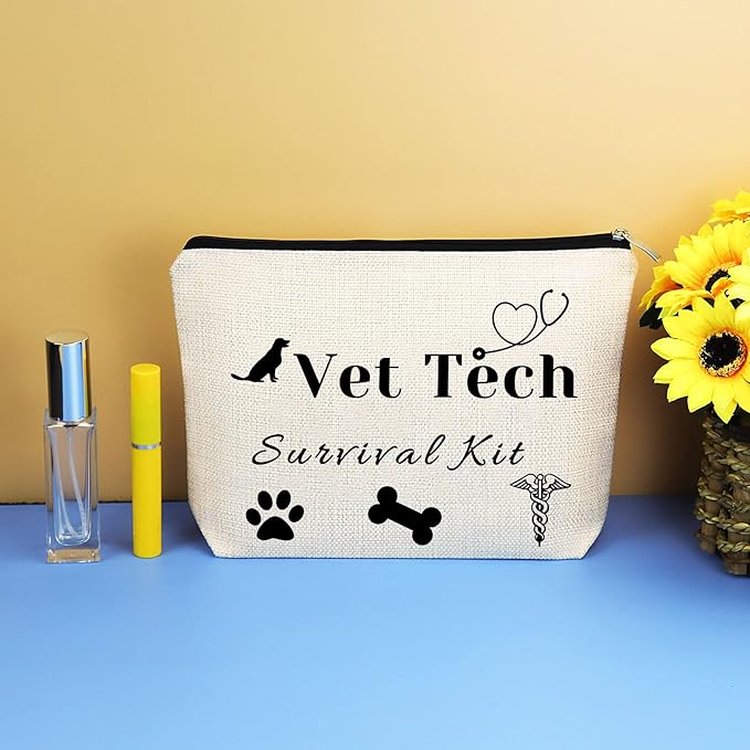 Veterinarian Gift Vet Techs Cosmetic Bag Veterinary Technician Gift Makeup Bag Pouch Christmas Birthday Thank You Present for Doctor Veterinarian Vet Tech Veterinary Medicine Graduation Present