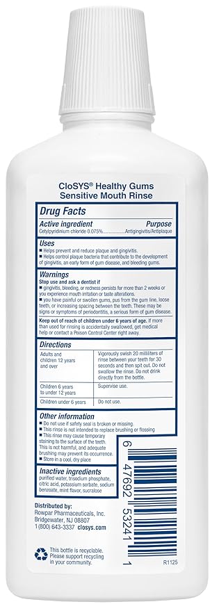 CloSYS Healthy Gums Mouthwash 32 Fl Oz, Pack of 2, Antiplaque, Anti-Gingivitis Mouthwash, Non-Burning, Non-Irritating