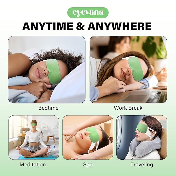 eyevana, 16 Packs Steam Eye Mask, Extra Deep Heat for Dry Eyes, Fast Relief for Irritation, Stye, Puffy Sensitive Eyes and Eye Strain, Disposable Self Heating Warm Compress (Unscented)