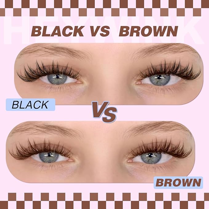 Brown Lash Clusters Kit Velure Lash Extensions Kit Natural Eyelash Clusters Short Lash Cluster 8-14mm Lash Clusters Natural with Invisible Band Individual Lash(Velure-Light Brown)