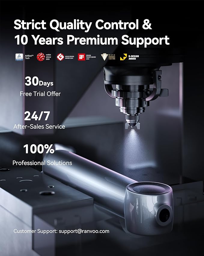RANVOO AirBlast [Next-Gen Jet-Flow | Maximum Clean Power] AI Sonic Electric Toothbrush, 100% Plaque Removal, Whitening & Gum Care, 60-Day Battery Life, Rechargeable with 3 Pro Brush Heads, Space Gray