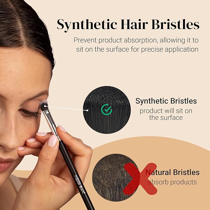 KESHIMA Professional Eye Makeup Brushes Set with Eyeshadow & Blending Brush, Smudge, Angled Crease, Pencil, Angled Eyeliner and Bent Eyeliner