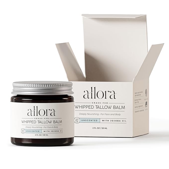 100% Grass Fed Beef Tallow for Skin - Whipped Tallow Balm with Jojoba Oil for Dry & Sensitive Skin, 2oz (Unscented)
