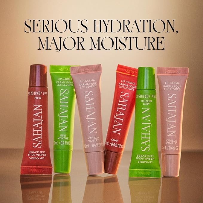 Sahajan Lip Karma Vanilla | Nourishing Lip Balm with Argan Oil, Castor Oil, Vitamin E | Clean Ayurvedic Hydrating Lip Balm | Softens, Smooths, Soothes Chapped Dry Lips, Lasting Moisture | 0.4 fl oz