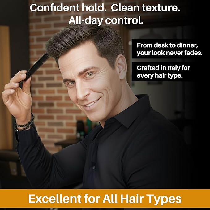 My De Luca Flossy Hair Wax for Men, Water-Based Hair Wax Stick, Remoldable Hair Pomade for Styling and Adding Volume, Frizz Stick Gel Alternative, Alcohol-Free Hair Care Products Made in Italy, 100 ml