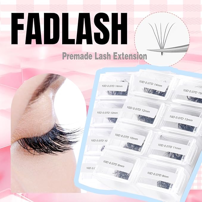 FADLASH 600 Premade Volume Fans Wispy Lash Extensions Natural Look Handmade Lashes Loose Fan Volume Eyelashes Thickness 0.07 D Curl Eyelash Extension Mix Length (10D-0.07D-8-15mm)