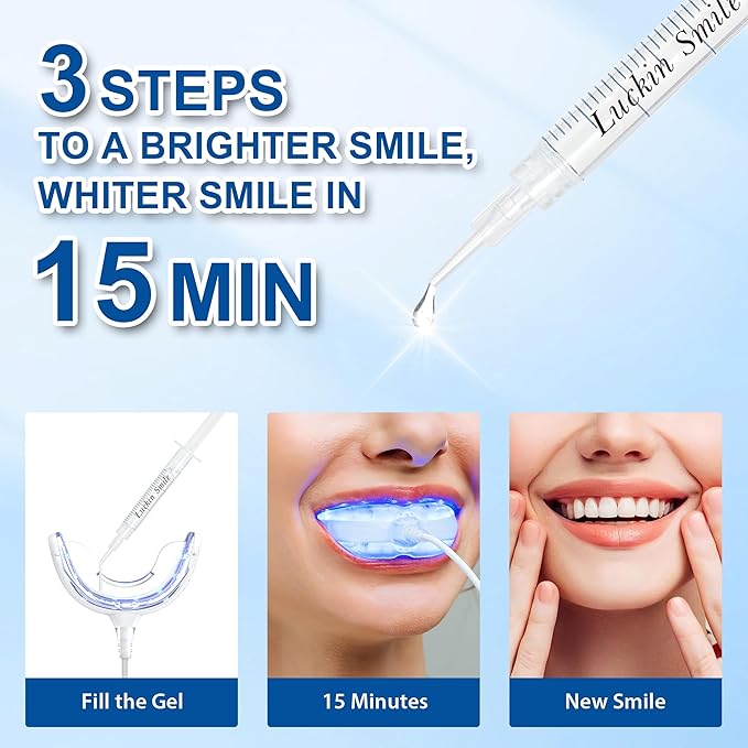 LUCKIN SMILE 22% Teeth Whitening Gel Refills, 10 packs 3ML Carbamide Peroxide Gel for Teeth Whitening, No Sensitivity Teeth Whiteners, Sensitive Teeth Whitening Gel for Trays, 60 Whitening Treatments