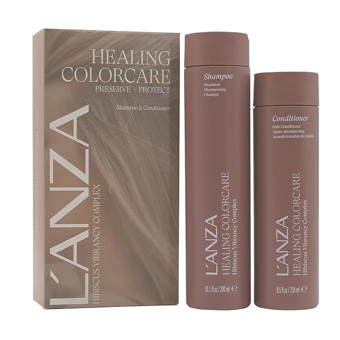 L'ANZA Healing Colorcare Shampoo & Conditioner Set, Color-Safe Repairing Cleanse for Dry, Damaged or Treated Hair, Anti-Fade Formula Smooths, Moisturizes, Adds Vibrance & Shine, Hair Care Kit