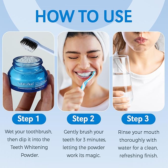 Teeth Whitening Powder - Removes Stains - No Sensitivity - Breath Freshener, Coffee Stain Remover - Toothpaste Powder