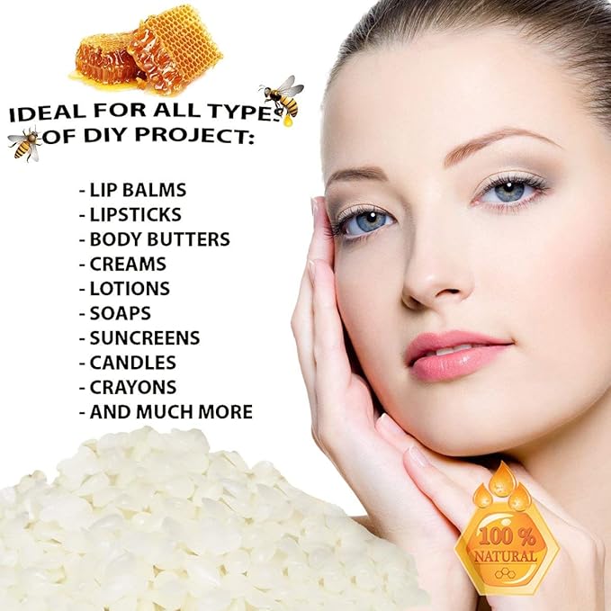 White Beeswax Pellets 5 lb 100% Pure and Natural Triple Filtered for Skin, Face, Body and Hair Care DIY Creams, Lotions, Lip Balm and Soap Making Supplies