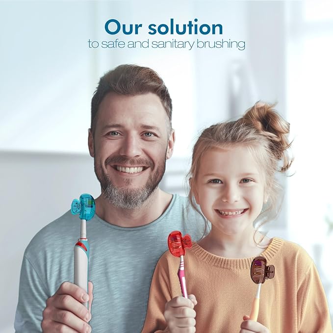 Nincha 4-Pack Multicolor Toothbrush Head Covers - Universal Clip-On Protector for Manual & Electric Brushes - Travel-Friendly Hygienic Dust Guard - Suitable for Kids & Adults (Red, Blue, Green,Pink)