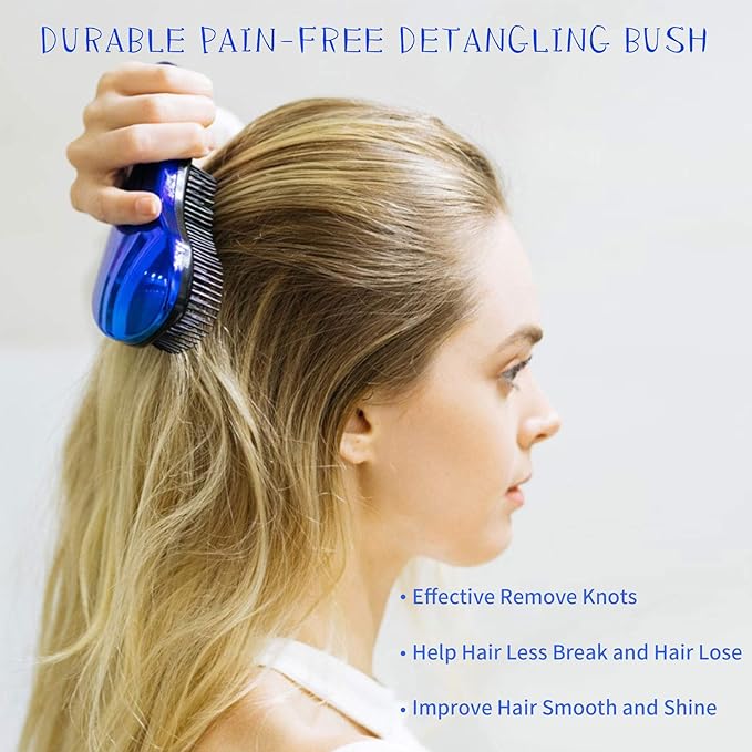79STYLE 3pcs Knot Free Detangling Brushes for Kids' Curly Hair - No Tangles for Girls and Toddlers (Size 7.4 Inch - Gold)