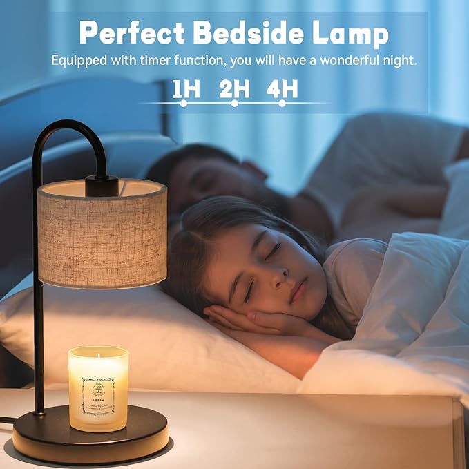 Candle Warmer Lamp with Timer, Dimmable Candle Wax Warmer Candle Lamp Warmer for Scented Candles with 2 Bulbs, House Warming Gifts Christmas Gifts for Women Home Decor - Linen