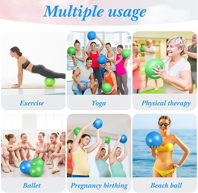 Aoriher 10 Pcs Small Exercise Pilates Ball 9 Inch Mini Yoga Balls Anti Burst and Slip for Stability, Fitness, Physical Therapy, Stretching & Core Strength Workout at Home Gym Office