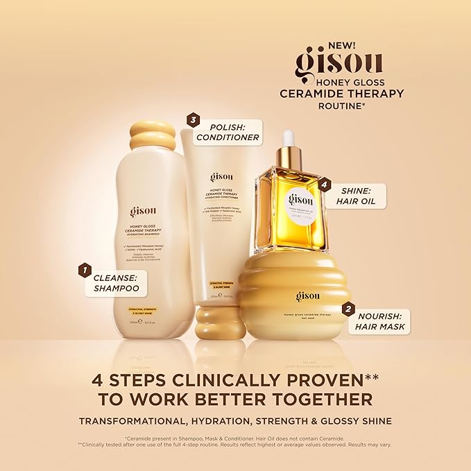 Gisou Honey Infused Hair Oil - Hydrating & Frizz Control Treatment with Mirsalehi Honey, Adds Shine & Heat Protectant for All Hair Types, 1.7 Fl Oz