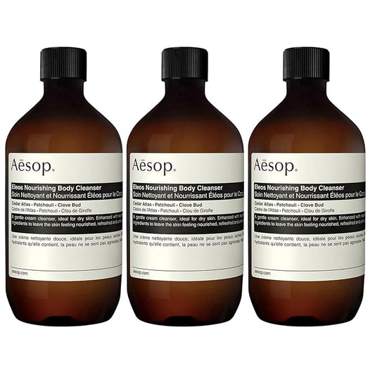 Aesop Eleos Nourishing Body Cleanser Refill | Moisturizing Body Wash for Dry, Dehydrated Skin | Made with Shea Butter & Lavender Oil | 500 mL / 16.9 oz (Pack of 3) Recyclable Bottle