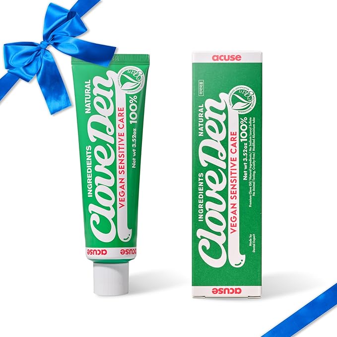 Vegan Fluoride Toothpaste for Sensitive Teeth – Potassium Nitrate & Hydroxyapatite Enamel Support, Anti-Plaque Gum Care, Sensitivity Relief Formula, SLS-Free, Clove Mint, 3.52oz / 100g