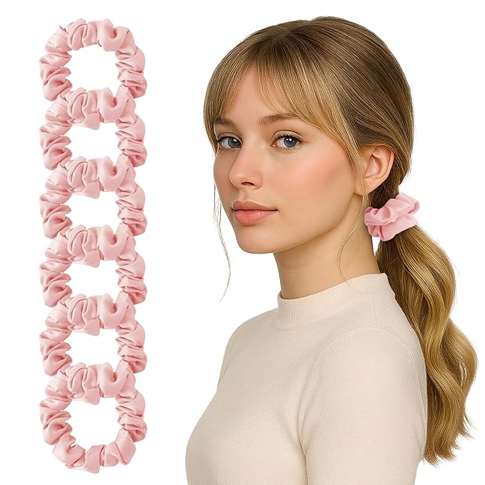 6 Pcs Silk Satin Scrunchies for Hair Sleep Silk Hair Ties for Women Girls Hair Scrunchies for Ponytails Holders Smooth Hair Accessories Gentle on Hair