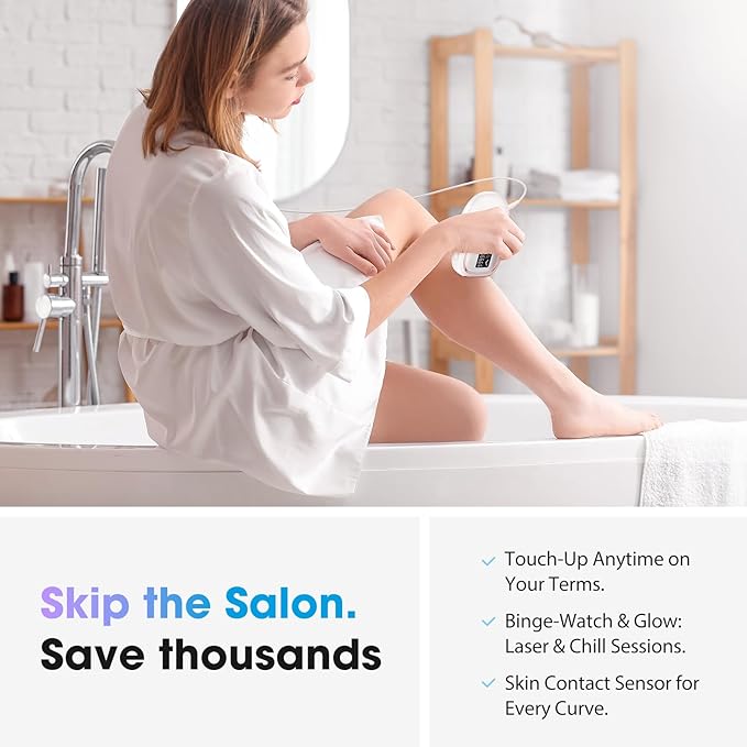 Laser Hair Removal Device, at-Home IPL Hair Removal for Women & Men - Safe 45°F Ice-Cooling Contact for Painless & Long-Lasting Results 86% Hair Reduction in 3 Weeks for Full Body, Pure White