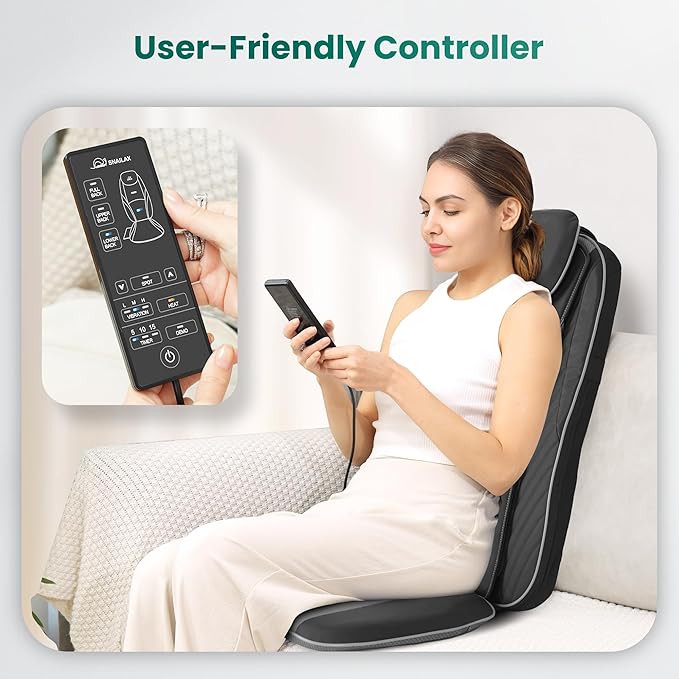 Snailax Shiatsu Back Massager with Heat, Upgraded Electric Deep Tissue Kneading Full Body Massage Chair for Back Pain, Home, Office Use, Gifts for Men, Women