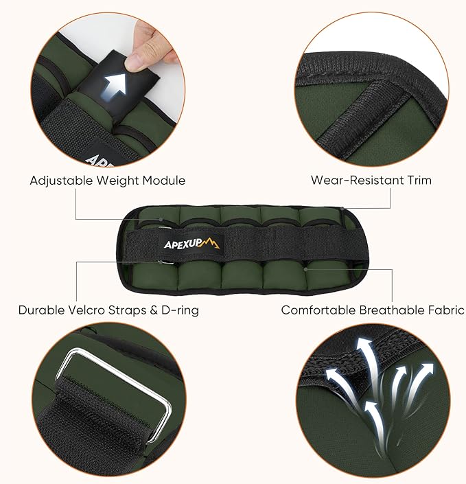 APEXUP 7 lbs/Pair Adjustable Ankle Weights for Women