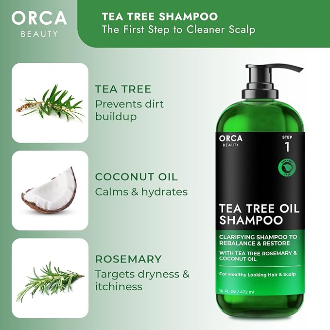 Tea Tree Shampoo and Conditioner Set 2x16oz - Dandruff Shampoo and Conditioner for Oily Hair, Dry Scalp - Natural Shampoo and Conditioner Set, Men & Women