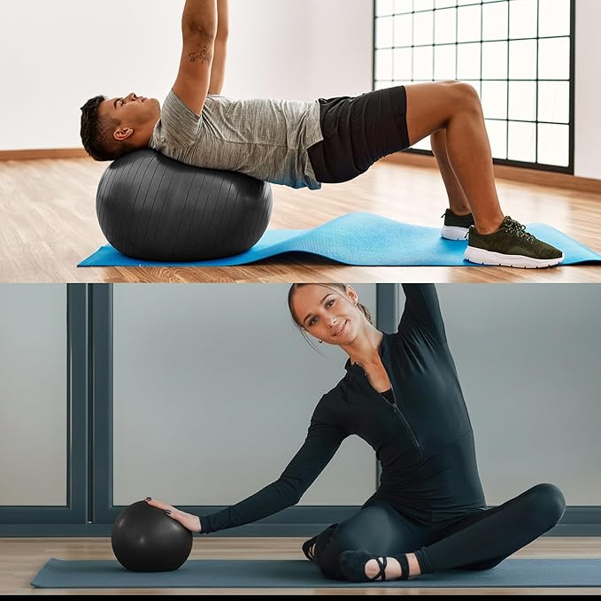Exercise Balls Set 22-30 Inch & 9 Inch, Small Pilates Ball with Pump, Pregnancy Ball for Women, Yoga Balls for Exercise, Small Exercise Ball for Between Knees, Stability, Physio