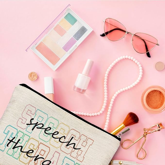 QGFM Makeup Bag for Women - Speech Therapist & SLP Gifts, Cosmetic Bag for Purse