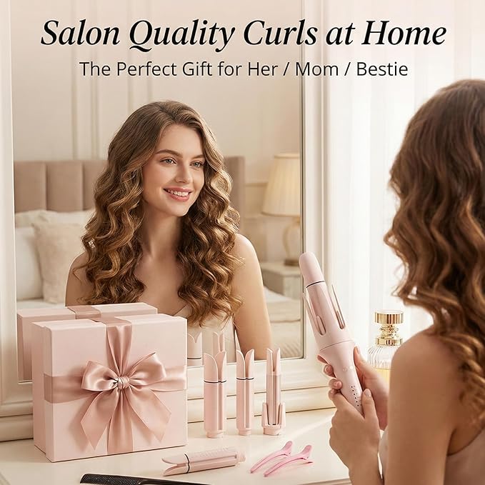 Automatic Curling Iron Rotating – 3-in-1 Self Curling Hair Curler with 3 Barrel Sizes for Loose Waves to Tight Curls, Negative Ion Ceramic, Anti-Tangle & Fast Heating, Safe Styling for All Hair Types
