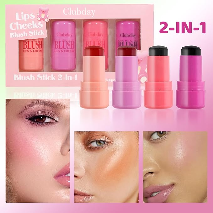4 Color Milk Jelly Blush Stick, Cooling Water Cruelty Free.