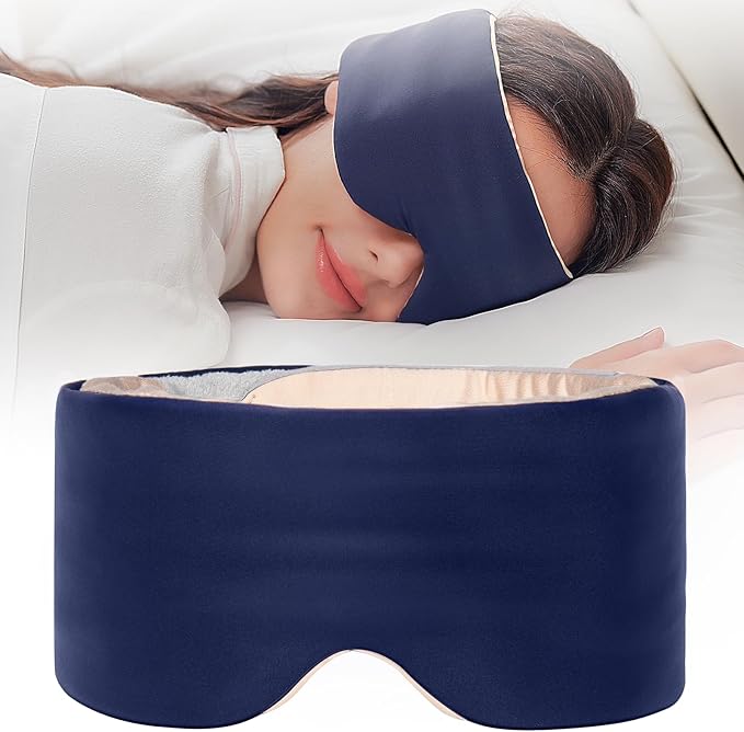SARISUN Sleep Mask,Eye Masks for Sleeping,Dual-Side Blackout Eye Covers for Side Sleeper,Soundless Velcro, Adjustable Band,Pressure-Free,Wrapped Around,for Women/Men/Nap/Travel/Yoga-Dark Purple
