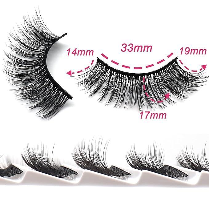 Losha Eyelashes Natural Look Faux Mink Lashes Pack Handmade Wispy False Eyelashes 14 Pairs Eye Lashes (F61)