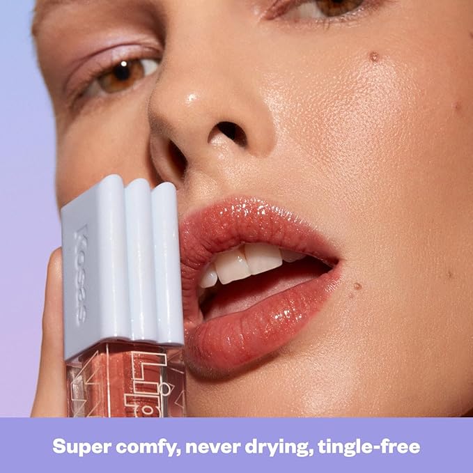 Kosas Wet Lip Oil Gloss - Hydrating Lip Plumping Treatment with Hyaluronic Acid & Peptides, Non-Sticky Finish (Dip)