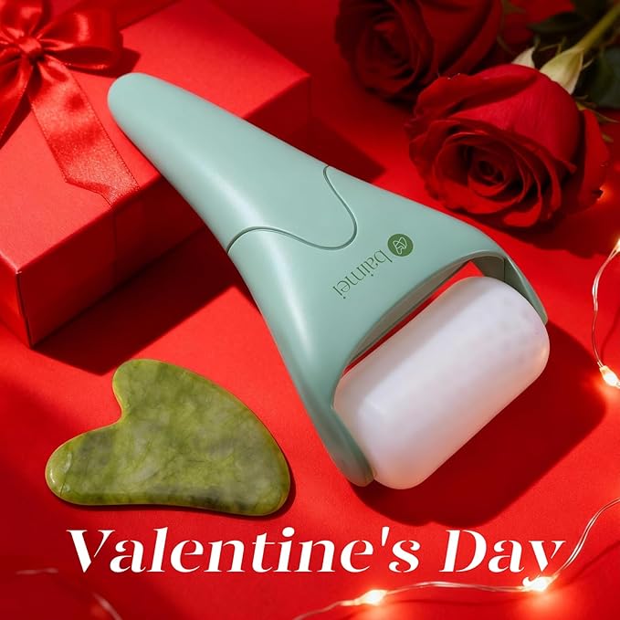 BAIMEI IcyMe Cryotherapy Ice Roller and Gua Sha Facial Tools Reduces Puffiness, Skin Care Tools for Face Massager Self Care Gift for Men Women - Green