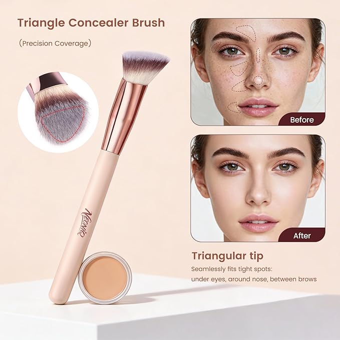NEONIQ 14 PCS Professional Makeup Brushes, Makeup Brush Set, Foundation Powder Blending Concealer Eyeshadows Blush Cosmetics Brushes,Versatile Face Make Up Tools For Liquid, Cream, Loose(Pink)