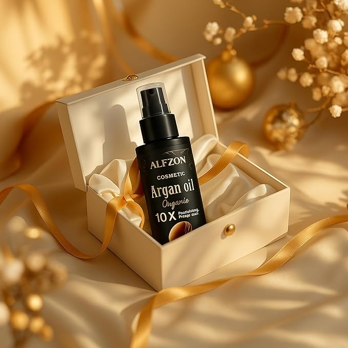 𝓐𝓛𝓕𝓩𝓞𝓝 Moroccan Argan Oil 100% Pure USDA Organic Cold Pressed Lightweight Formula for Dry, Damaged & Curly Hair Boosts Shine, Controls Frizz, Hydrates Skin, Face, Body & Beard - 100 ml (3.38 oz)
