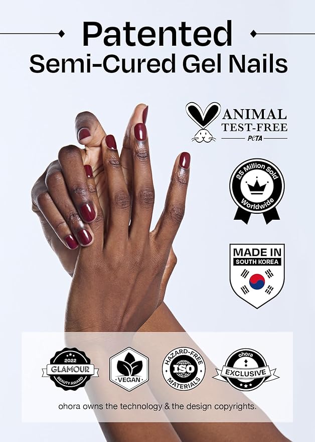 ohora Semi Cured Gel Nail Strips (N Sugar French) - Nude, Works with Any UV/LED Lamps, Salon-Quality, Easy to Apply & Remove - Nail Wraps, Stickers