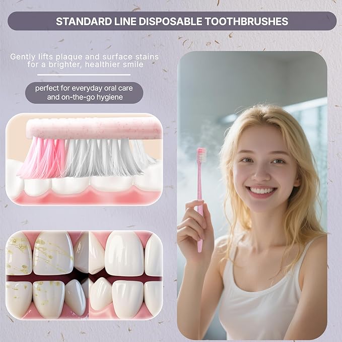 240-Pack Disposable Toothbrushes Individually Wrapped, Soft PBT Bristle Bulk Portable Travel Toothbrushes for Adults & Kids, Guest Bathroom, Hotel, Camping, Donation - 4 Gemstone Colors