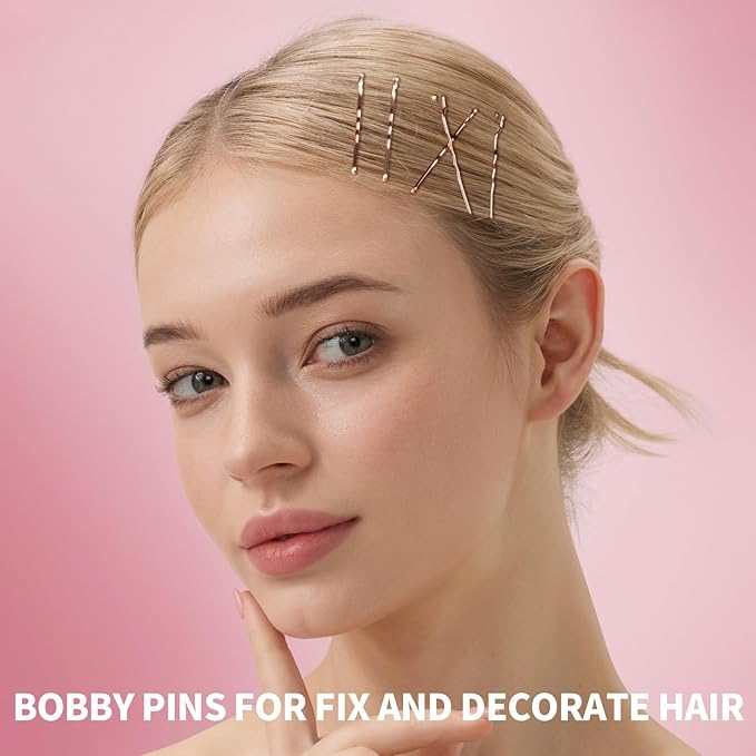 Teenitor 100Pcs Bobby Pins Rose Gold, Hair Pins, Rose Gold Bobby Pins Hair Pins for Women 2inch