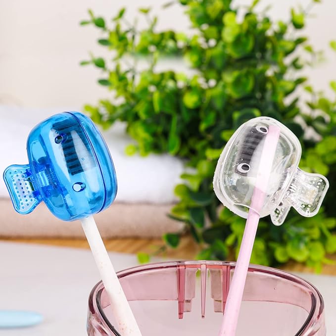 6 Pack Toothbrush Covers Portable Toothbrush Protector Coverings Clips Travel Protector Plastic Brush Pod Protection Clip Case Tooth Brush Covers Tooth Brush Cover Cap for Kids Bathroom Travel Supply